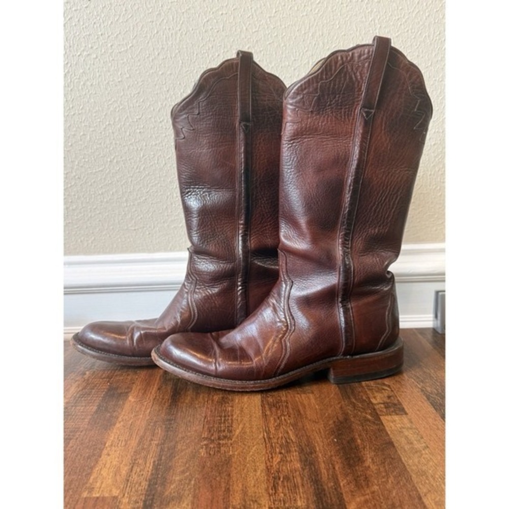 Lucchese Cowboy Boots Whiskey Florence Buffalo Leather Roper Triad 6.5 B